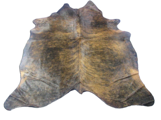 Dark Brown Brindle Cowhide Rug - Size: 7.2x6.7 feet O-1168