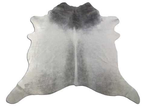 Grey Cowhide Rug with Darker Neck - Size: 7x6 feet O-1171