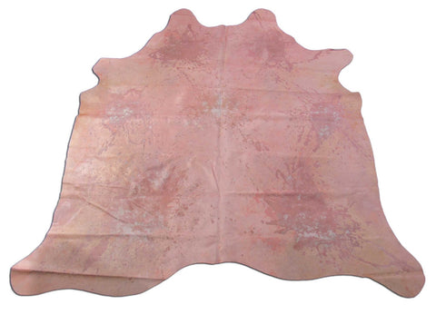 Rose Pink Acid Washed Cowhide Rug - Size: 7x7 feet O-1175