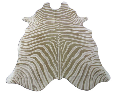 Faded Genuine Zebra Print Cowhide Rug - Size: 7.2x6 feet O-1181