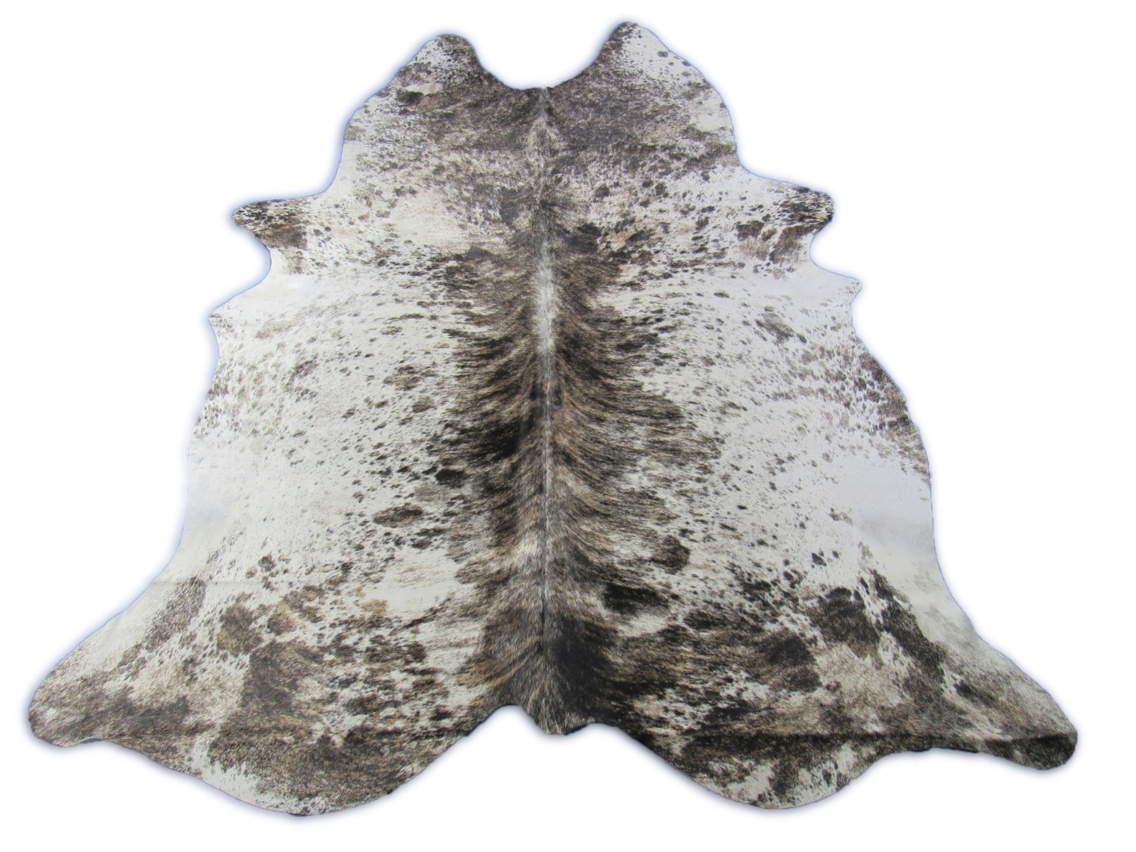 Gorgeous Grey Speckled Tricolor Cowhide Rug - Size: 7.2x6.7 feet O-1199