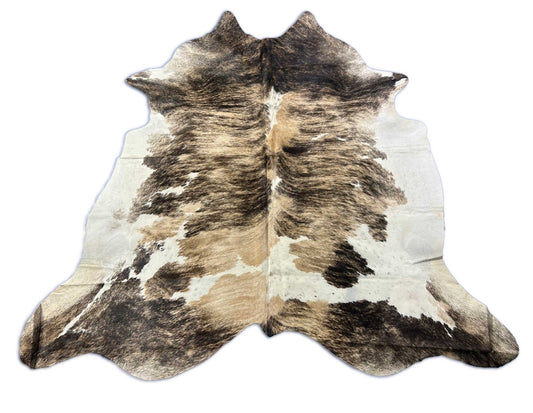 Tricolor Speckled Brindle Cowhide Rug - Size: 7.2x7 feet O-262