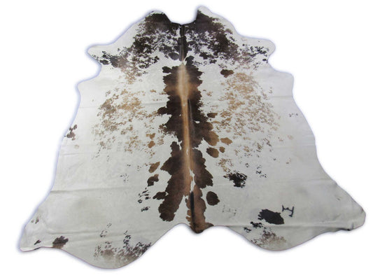 Spotted Brown and White Cowhide Rug - Size: 7.5x7 feet O-270