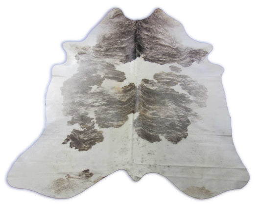 Grey Brindle & White Cowhide Rug Size: 7x6 feet O-284