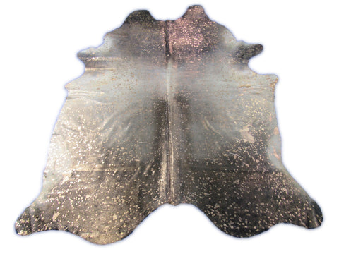 Rose Gold Metallic Cowhide Rug on Natural Grey Cowhide Rug Size: 8x6.5 feet O-296