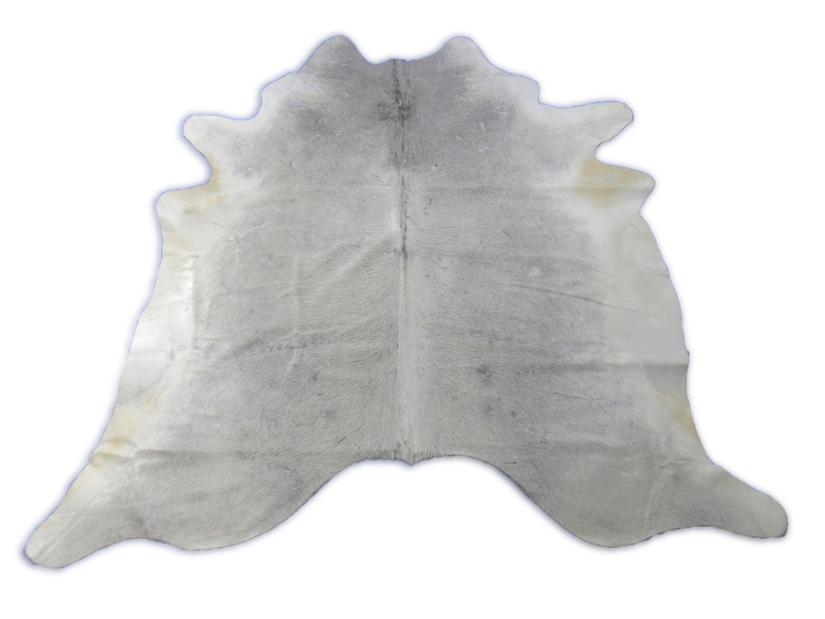 Natural Grey Cowhide Rug (some natural scratches) Size: 7x6.7 feet O-301