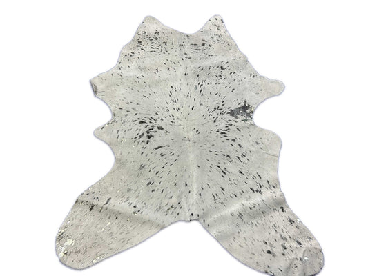 White Calf Skin with Silver Metallic Acid Washed (has 1 patch) Size: 44x36" O-341