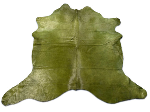 Dyed Green Cowhide Rug (1 little patch) Size: 7x7 feet O-372