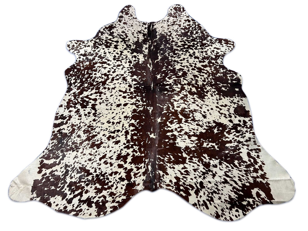 Speckled Printed Cowhide Rug (brown prints) Size: 7.2x6.7 feet O-394