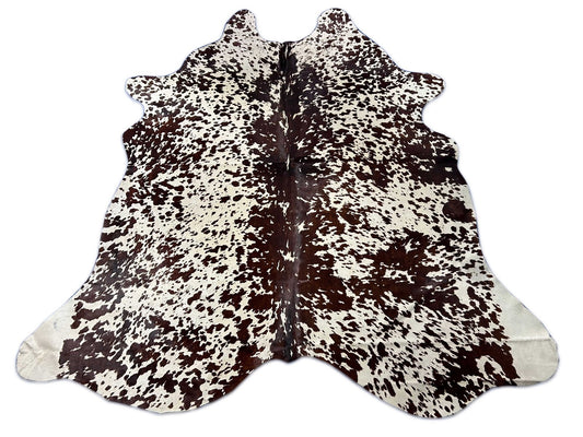 Speckled Printed Cowhide Rug (brown prints) Size: 7.2x6.7 feet O-394