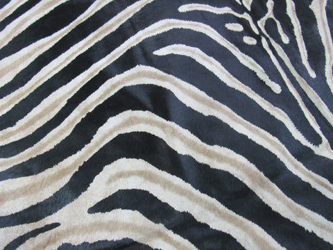 Zebra Cowhide Rug Size: 7' X 6' Genuine Zebra Print Cowhide Rug O-681