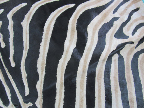 Zebra Cowhide Rug Size: 7' X 6' Genuine Zebra Print Cowhide Rug O-681