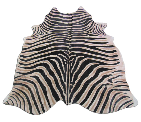 Zebra Cowhide Rug Size: 7' X 6' Genuine Zebra Print Cowhide Rug O-681