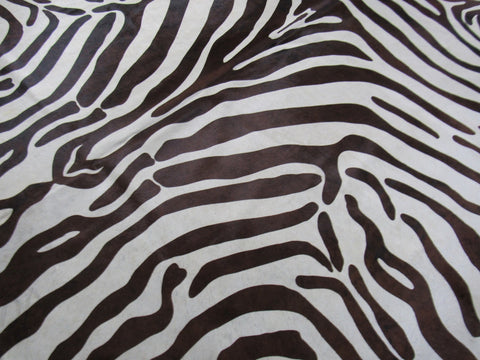 Zebra Print Cowhide Rug Size: 7 1/4' X 6 1/2' Brown/White Upholstery Zebra Cowhide Rug O-834