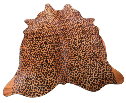 Leopard Print Cowhide Rug Size: 7 1/4' X 6 1/4' Beige/Brown Leopard Cowhide Rug O-917