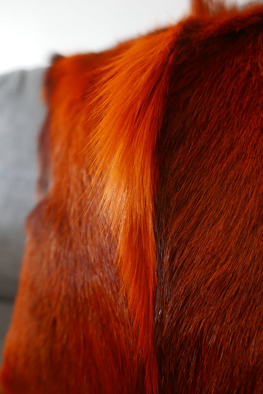 Burnt Orange Springbok Pillow Cover - Size: 15x15" (similar to cow hide skin pillow)