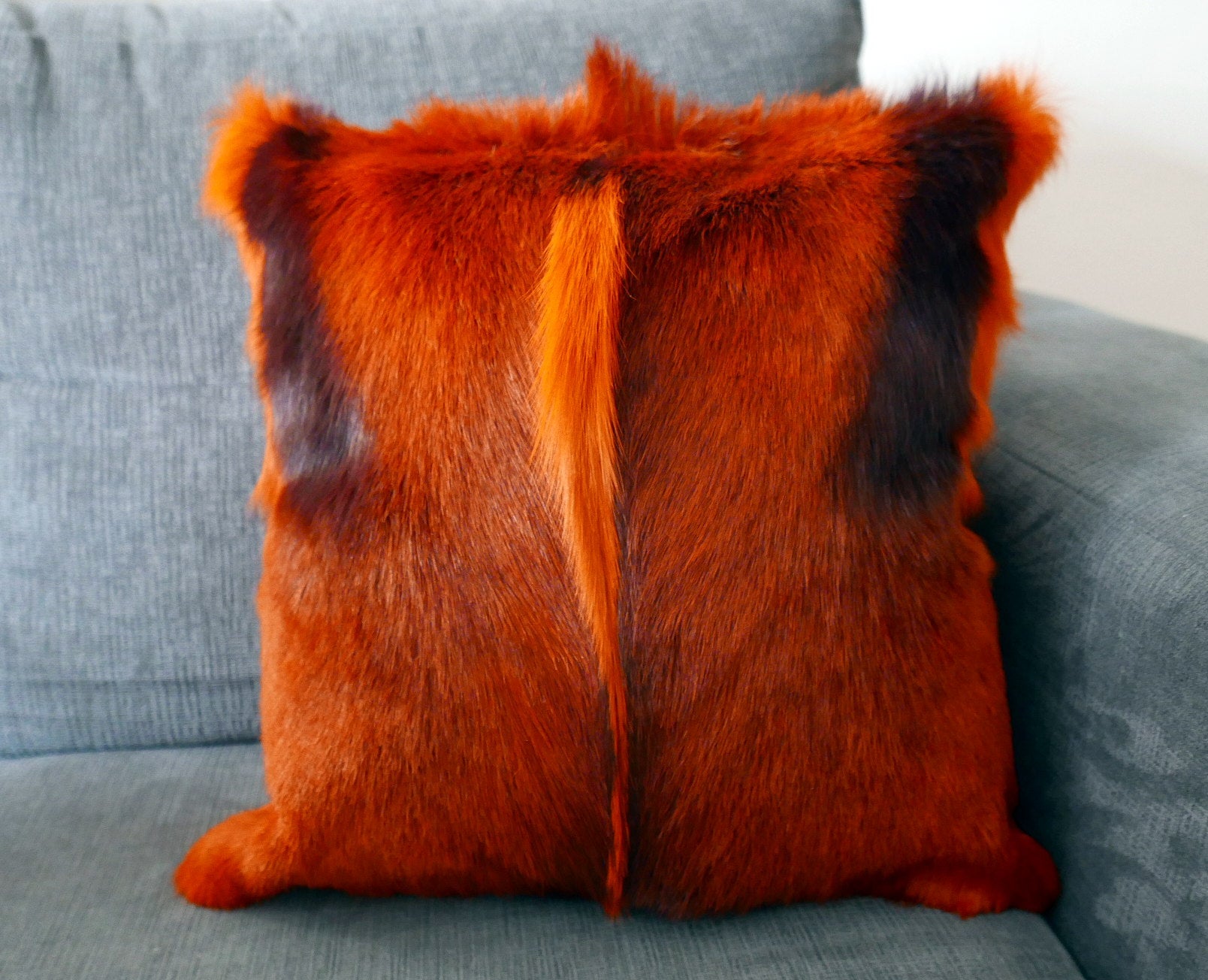 Burnt Orange Springbok Pillow Cover - Size: 15x15" (similar to cow hide skin pillow)