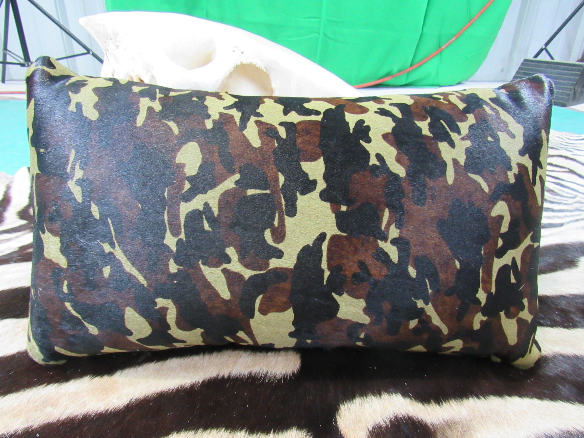 Cowhide Pillow Size: 12" X 20" Camo Print Cowhide Pillow-213