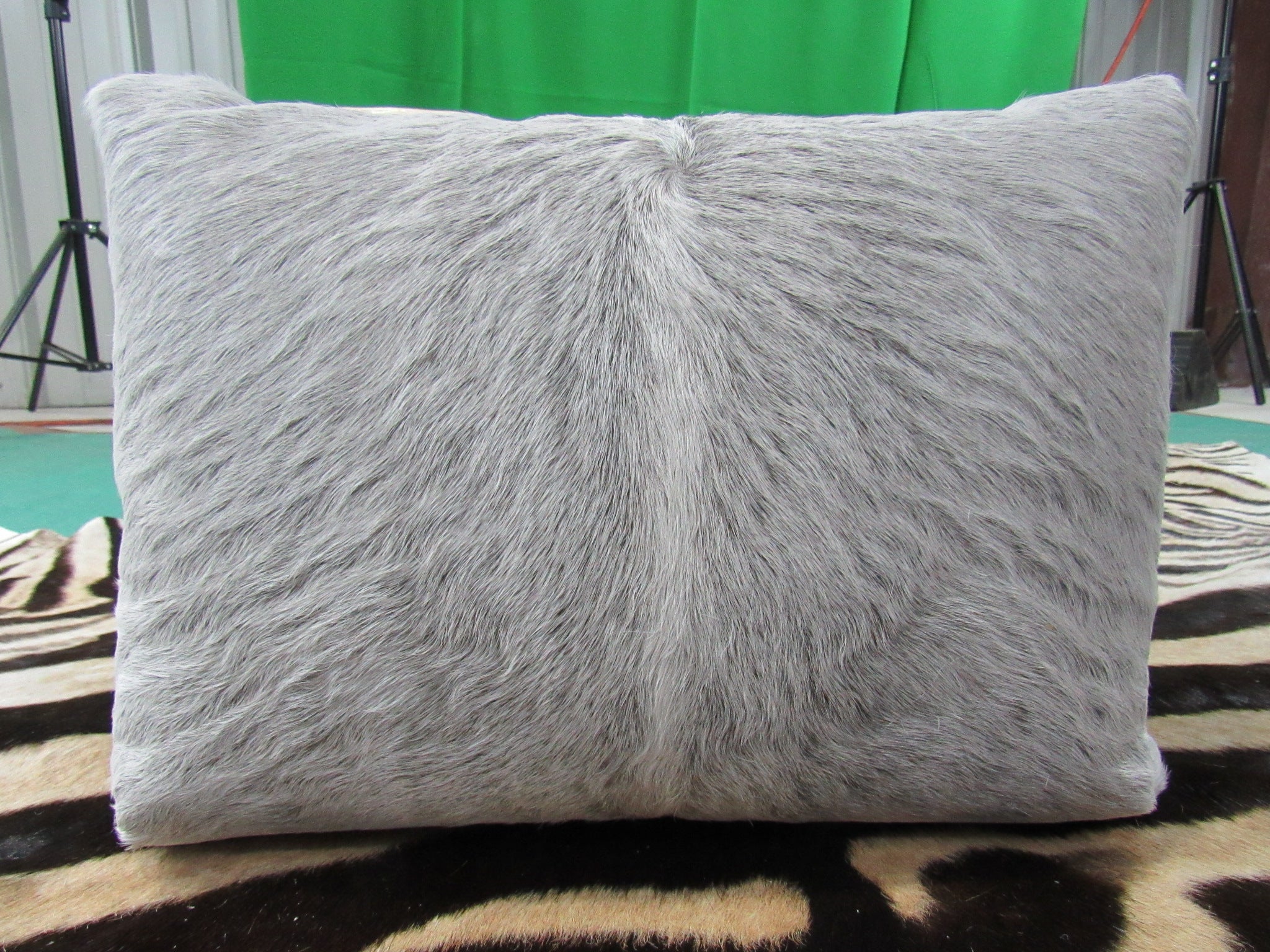 Cowhide Pillow Size: 14" X 18" Grey Calf Skin Pillow-217