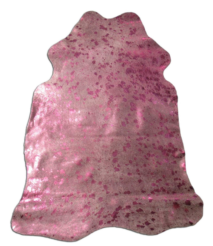 MINI Pink Metallic Cowhide Rug Average Size ~46" X 40" (117 X 101 cm) - Pink Metallic Acid Washed Small Cowhide, Table Cover