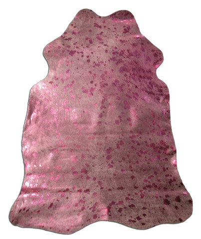 Pink Acid Washed Mini Cowhide Average Size: ~40" X 30" Metallic Pink Mini Cowhide Rug