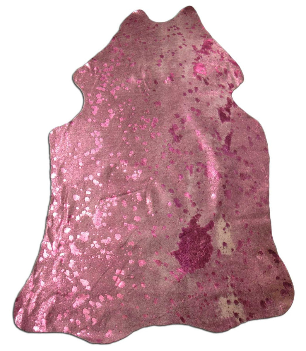 Pink Acid Washed Mini Cowhide Average Size: ~40" X 30" Metallic Pink Mini Cowhide Rug