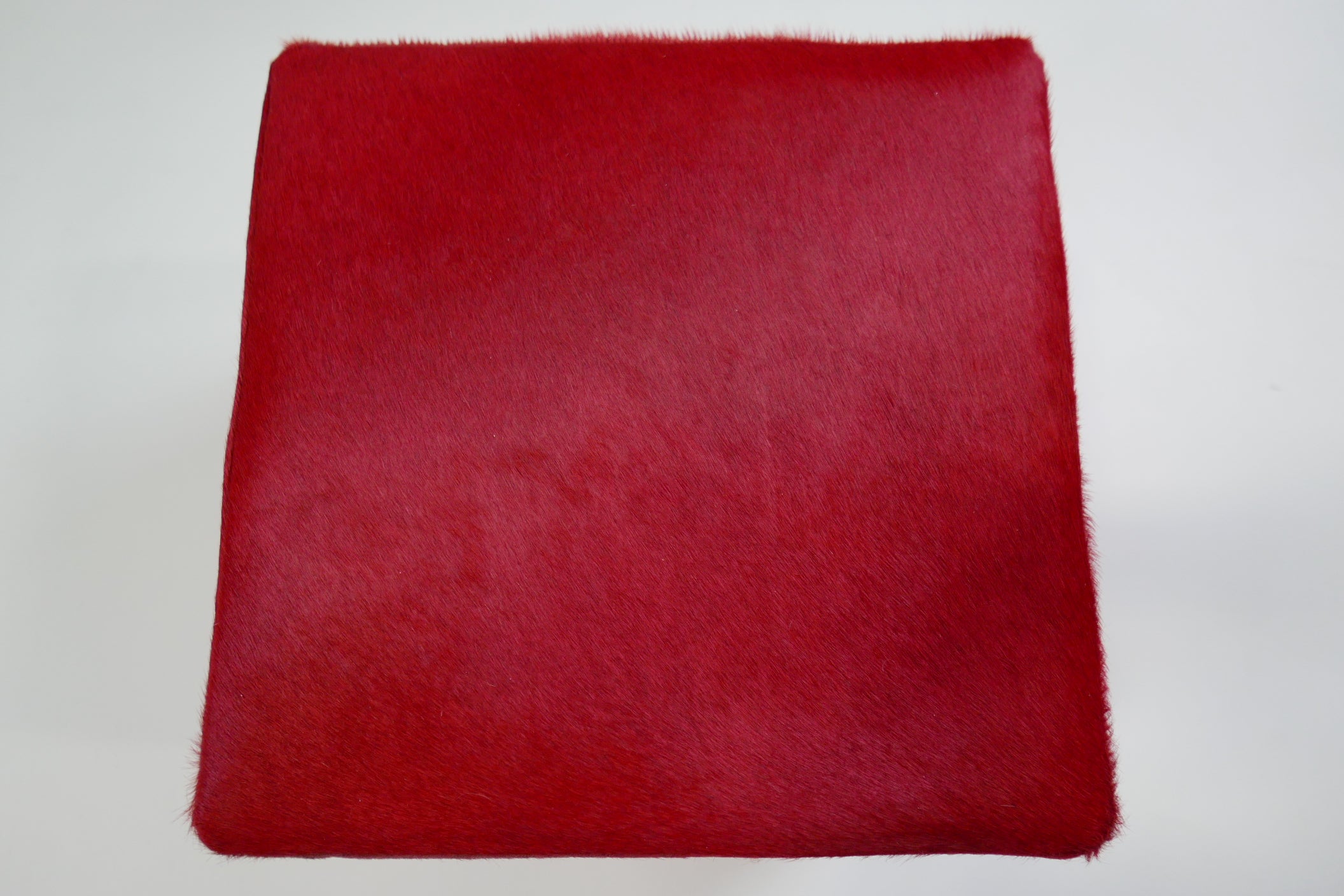 Cowhide Ottoman Cube 16X16X16" Burgundy Cowhide Dyed Red Leather Furniture