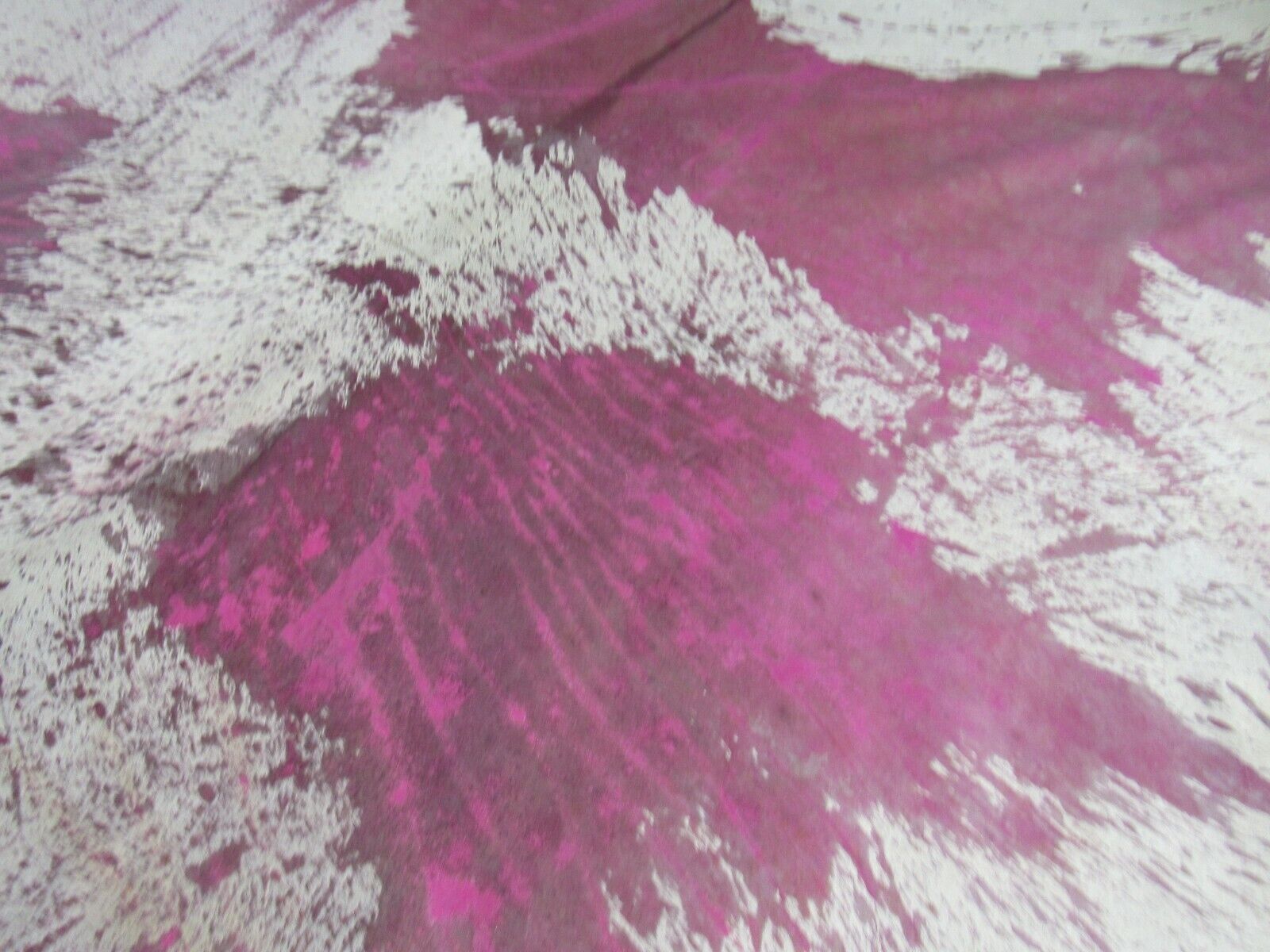 Distressed Pink Cowhide Rug Size: 9 1/4' X 7 1/2' Pink/White Acid Washed Cowhide Rug C-1250