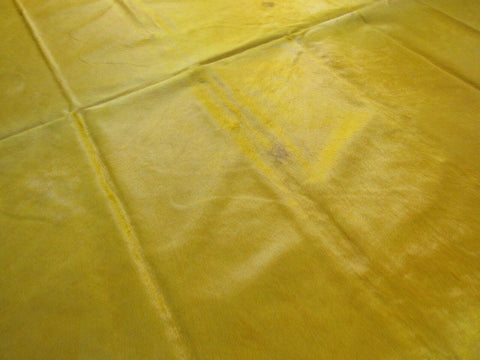 Dyed Yellow Cowhide Rug - Size: 7.25x7.5 feet C-1324
