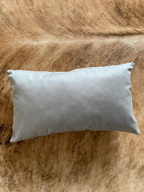Silver Acid Washed Cowhide Pillow Cover - Lumbar - Size: 20 in x 11.5 in