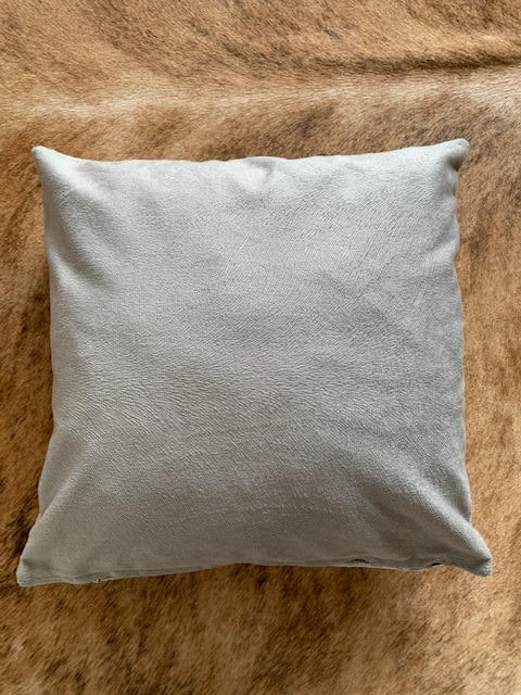 Silver Acid Washed Cowhide Pillow Cover - Square - Size: 16 in x 16 in