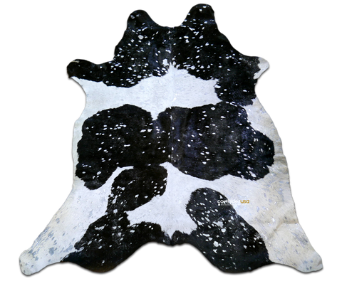 Metallic Calf Skin Size: Around 35" X 30" Black and White with Silver Calf Skin