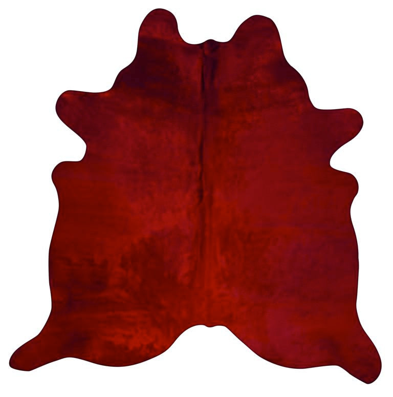 Tapis en peau de vache teint en rouge Taille : ~7 X 7 pieds