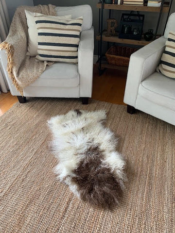 Tibetan Lamb Skin - Spotted Mongolian Sheep Skin - Brown and White Sheep Skin