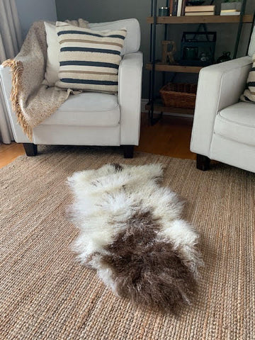 Tibetan Lamb Skin - Spotted Mongolian Sheep Skin - Brown and White Sheep Skin