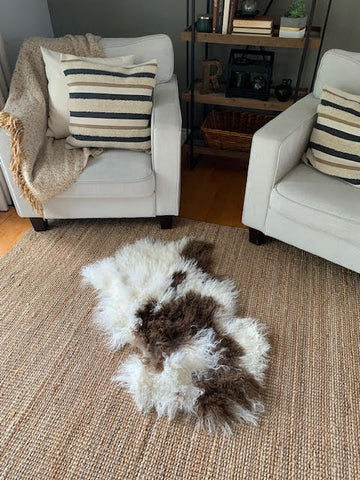 Tibetan Lamb Skin - Spotted Mongolian Sheep Skin - Brown and White Sheep Skin