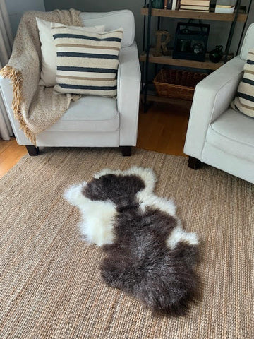 Tibetan Lamb Skin - Spotted Mongolian Sheep Skin - Brown and White Sheep Skin