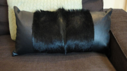 Springbok Pillow Case Size: 21x10" Dyed Black Springbok Skin lumbar Cushion Case
