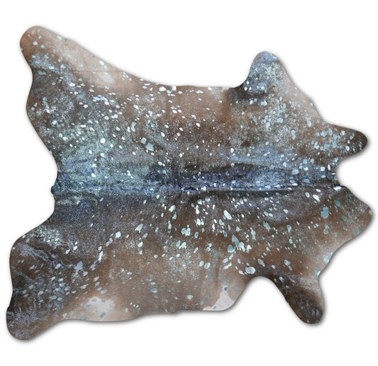 Peaux de veau métallisées turquoise Taille moyenne : 42" X 35" Délavage à l'acide turquoise