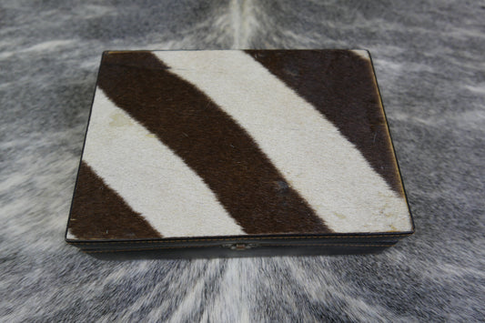 Coffret à bijoux en cuir véritable de zèbre #8 Taille : 7" X 10" X 3" pouces